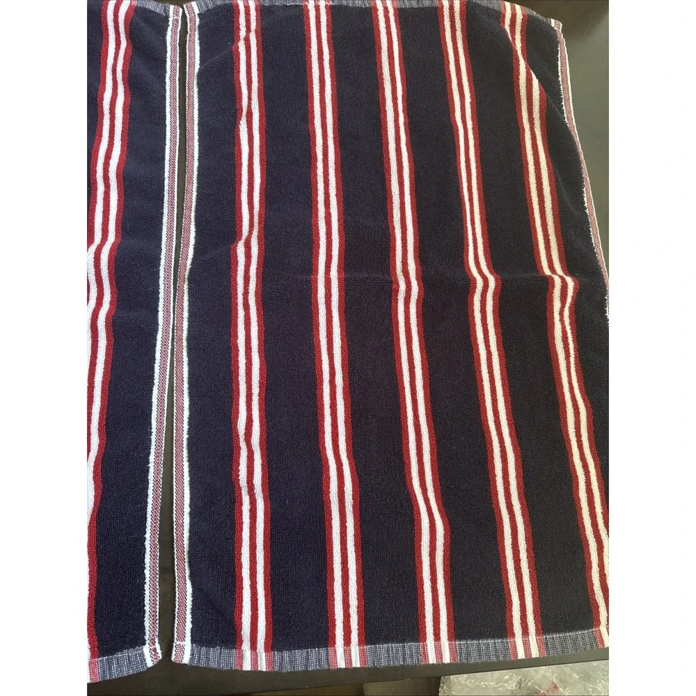 Tommy Hilfiger Stripe, Red, White Navy Hand Towel Cotton 16
